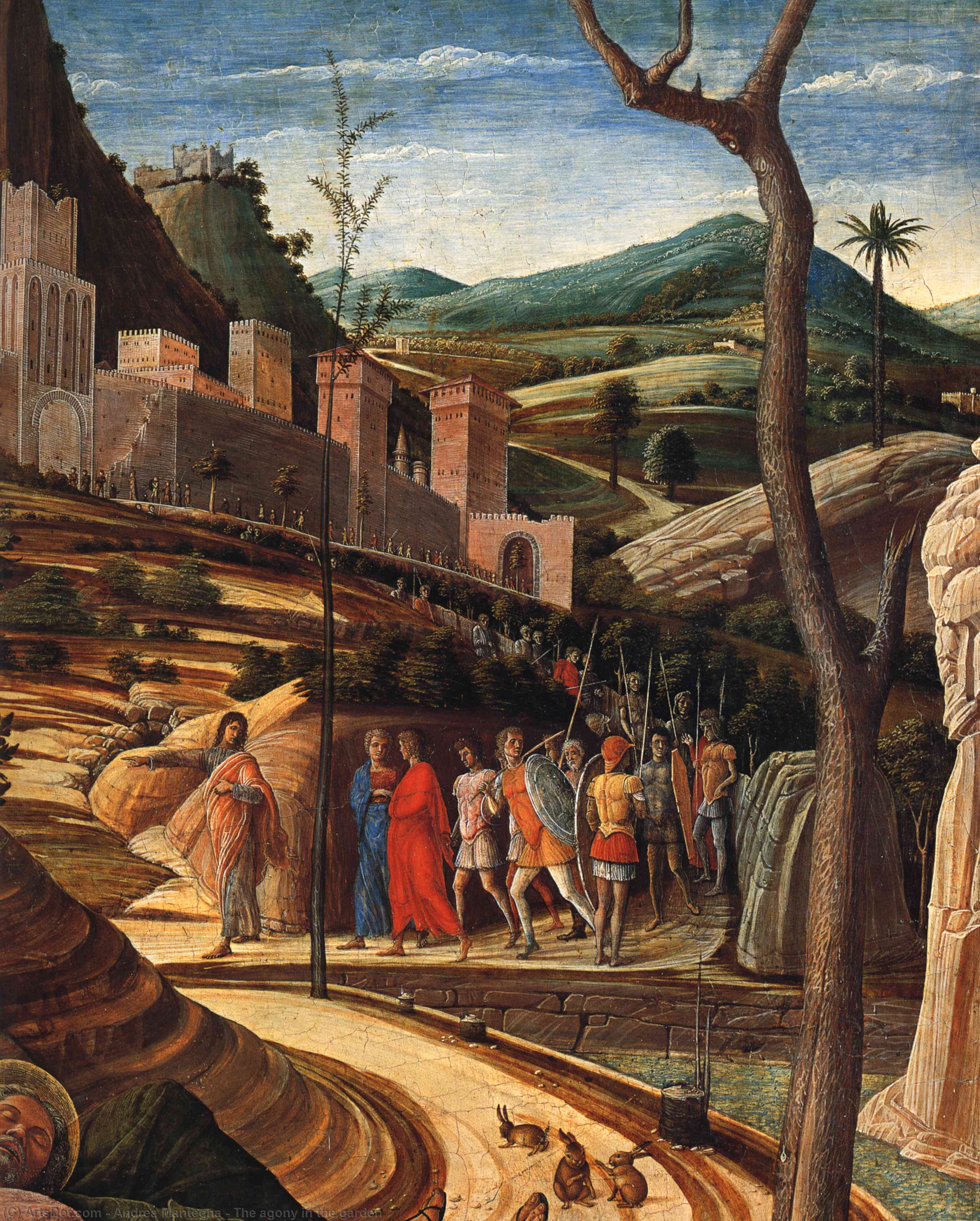 WikiOO.org - Encyclopedia of Fine Arts - Festés, Grafika Andrea Mantegna - The agony in the garden