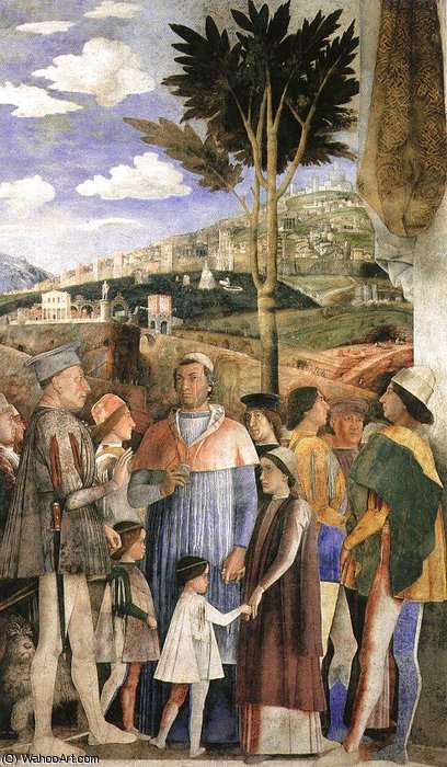 WikiOO.org - دایره المعارف هنرهای زیبا - نقاشی، آثار هنری Andrea Mantegna - the meeting (detail from west wall of the camera)