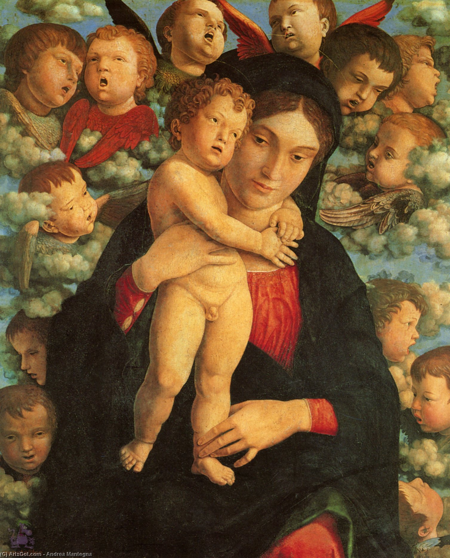 Wikioo.org - The Encyclopedia of Fine Arts - Painting, Artwork by Andrea Mantegna - Virgin with Child and Cherubim
