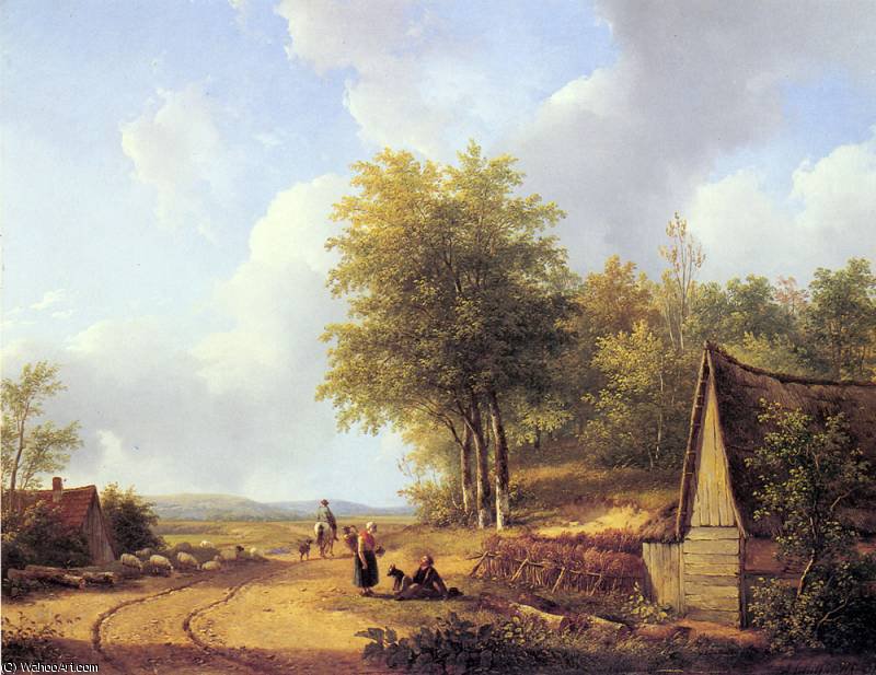 Wikioo.org - The Encyclopedia of Fine Arts - Painting, Artwork by Andreas Schelfhout - the country road