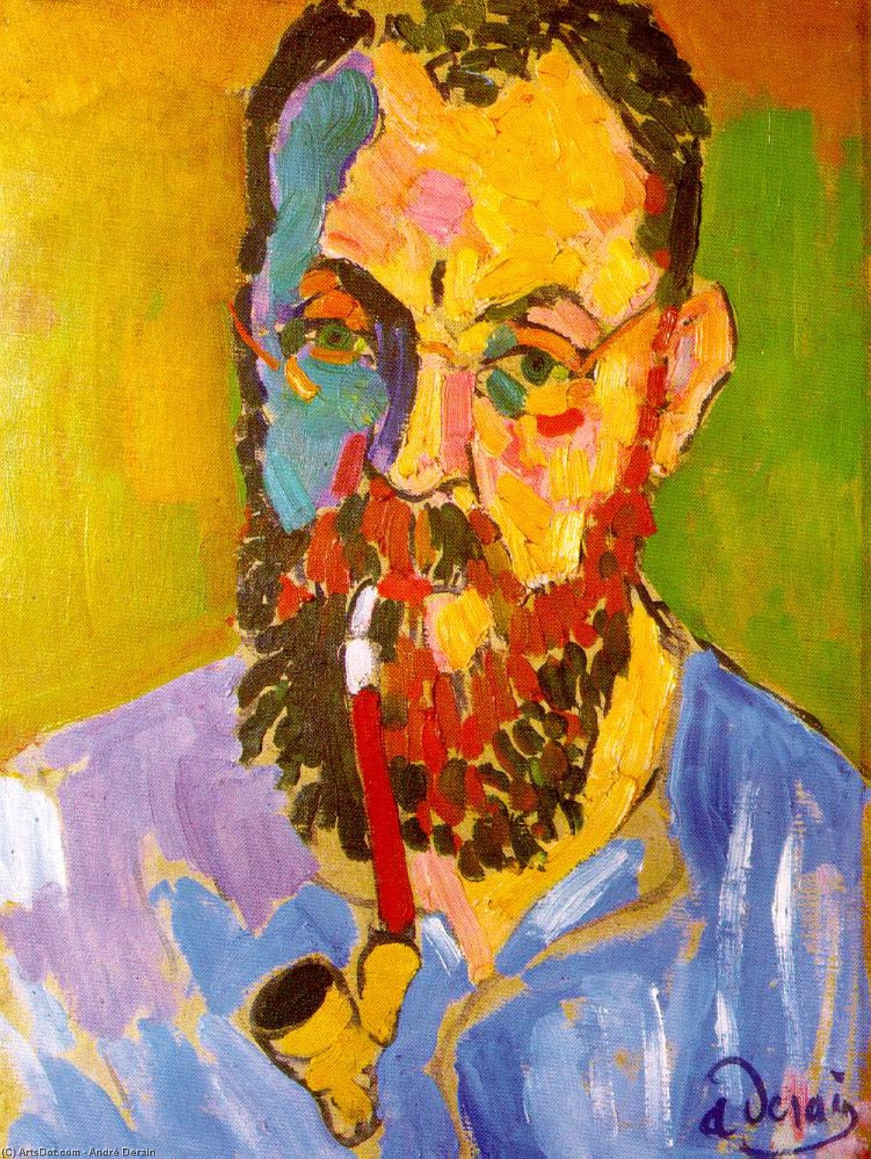 Wikoo.org - موسوعة الفنون الجميلة - اللوحة، العمل الفني André Derain - Portrait of Matisse
