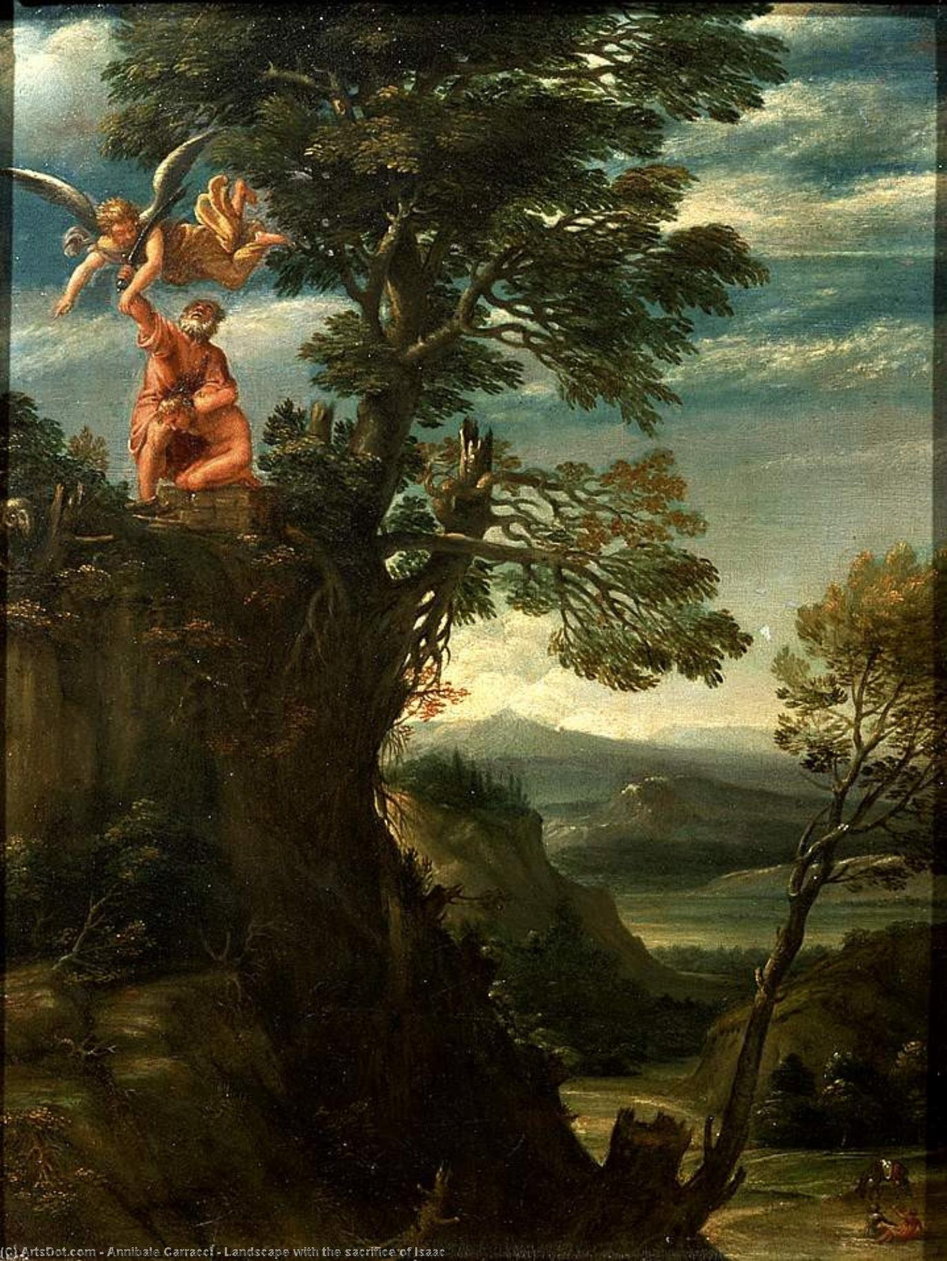Wikioo.org – L'Enciclopedia delle Belle Arti - Pittura, Opere di Annibale Carracci - paesaggio con l'estensione sacrificio di isaac
