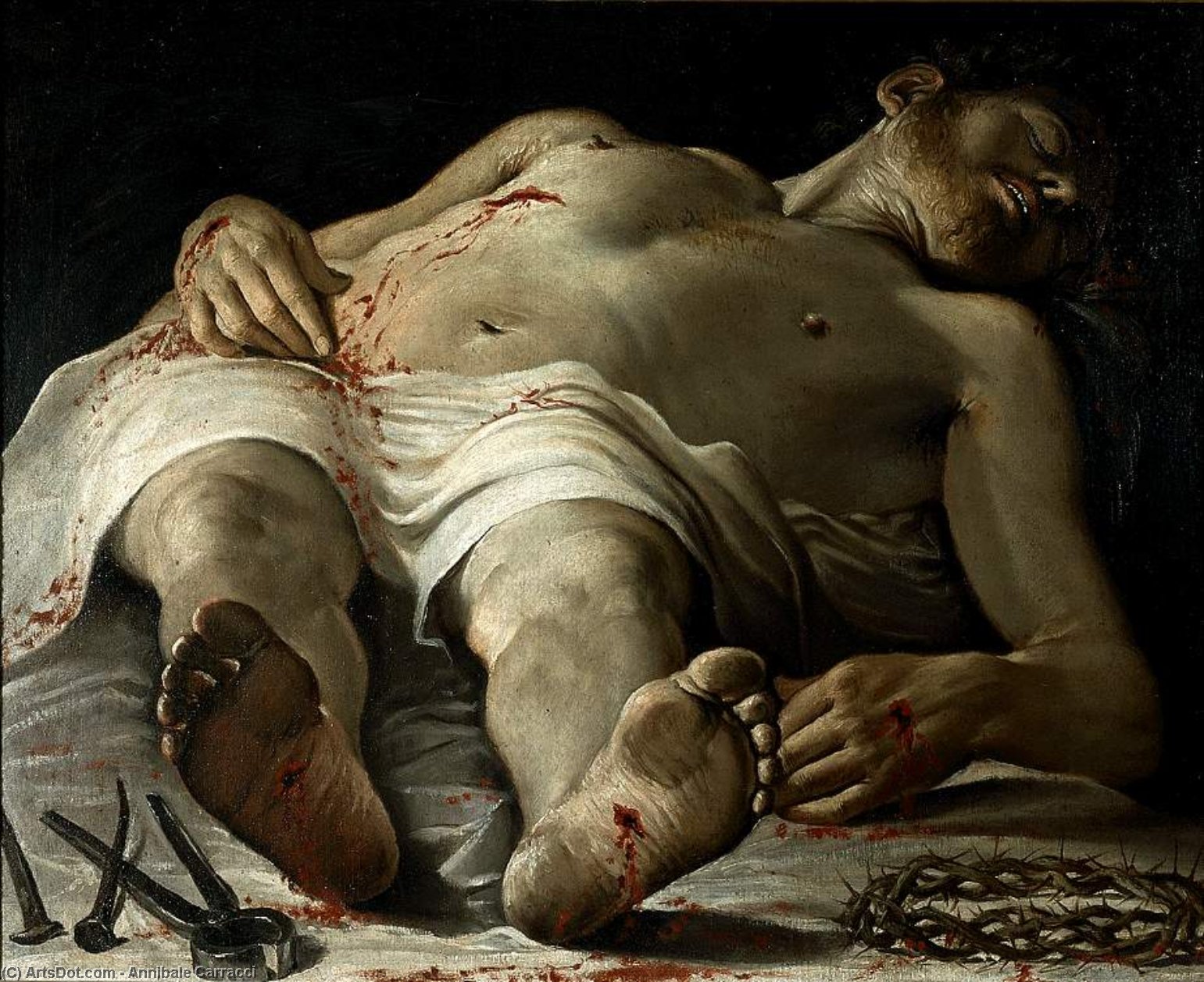 Wikioo.org - The Encyclopedia of Fine Arts - Painting, Artwork by Annibale Carracci - The dead Christ