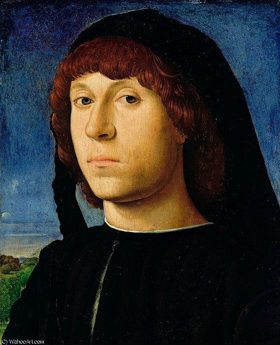 Wikioo.org - The Encyclopedia of Fine Arts - Painting, Artwork by Antonello Di Giovanni Di Antonio (Antonello Da Messina) - Portrait of a Young Man