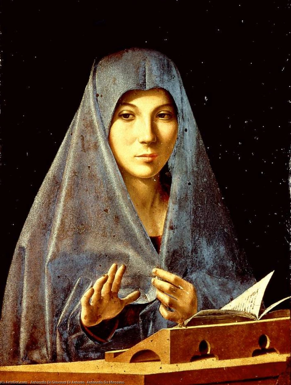 Wikioo.org - สารานุกรมวิจิตรศิลป์ - จิตรกรรม Antonello Di Giovanni Di Antonio (Antonello Da Messina) - The virgin annunciate