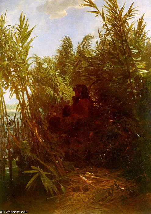 Wikioo.org - The Encyclopedia of Fine Arts - Painting, Artwork by Arnold Bocklin - Pan Amongst the Reeds
