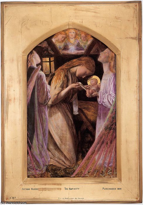 Wikioo.org - สารานุกรมวิจิตรศิลป์ - จิตรกรรม Arthur Hughes - the nativity