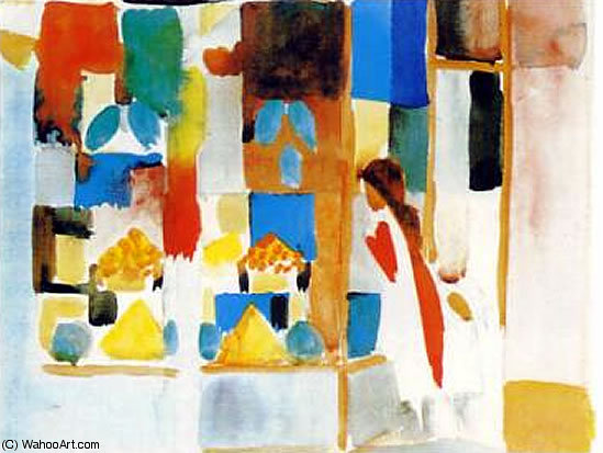 WikiOO.org - Encyclopedia of Fine Arts - Maľba, Artwork August Macke - Children at the Grocery Store