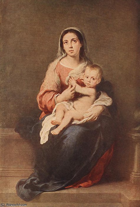 Wikioo.org - The Encyclopedia of Fine Arts - Painting, Artwork by Bartolome Esteban Murillo - Madonna and Child