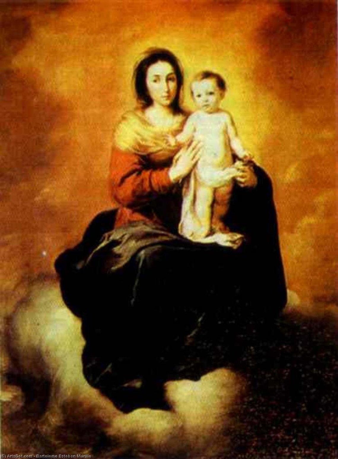 Wikioo.org - The Encyclopedia of Fine Arts - Painting, Artwork by Bartolome Esteban Murillo - Madonna in the Clouds