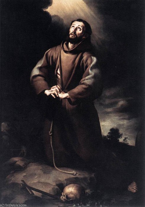 WikiOO.org – 美術百科全書 - 繪畫，作品 Bartolome Esteban Murillo - 圣弗朗西斯 的  阿西西  在  祷告
