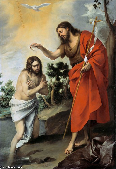Wikioo.org - Encyklopedia Sztuk Pięknych - Malarstwo, Grafika Bartolome Esteban Murillo - The Baptism of Christ
