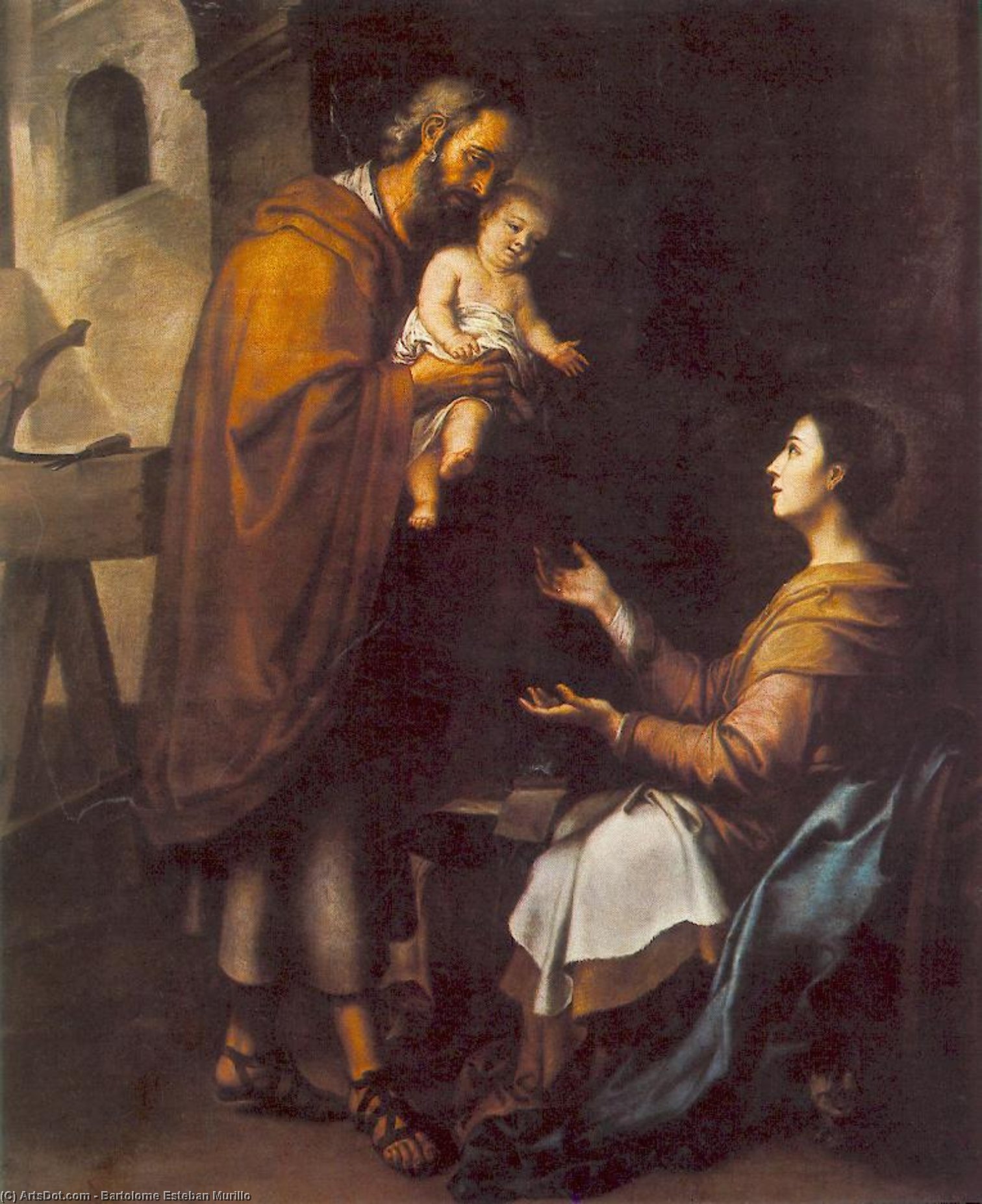 Wikioo.org - The Encyclopedia of Fine Arts - Painting, Artwork by Bartolome Esteban Murillo - the holy family