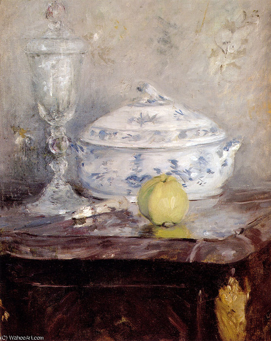 Wikioo.org - The Encyclopedia of Fine Arts - Painting, Artwork by Berthe Morisot - tureen and apple