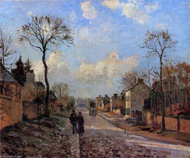 Wikioo.org - The Encyclopedia of Fine Arts - Painting, Artwork by Camille Pissarro - A Road in Louveciennes.