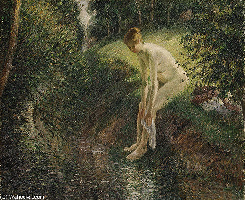 Wikioo.org - The Encyclopedia of Fine Arts - Painting, Artwork by Camille Pissarro - Bather in the Woods