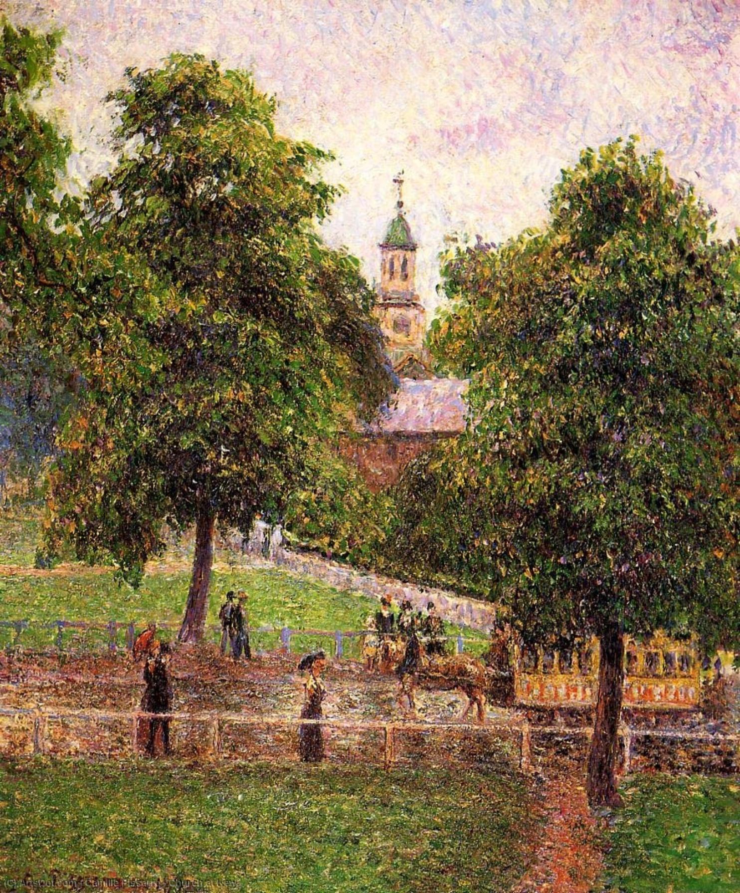 Wikioo.org - The Encyclopedia of Fine Arts - Painting, Artwork by Camille Pissarro - Church at Kew.