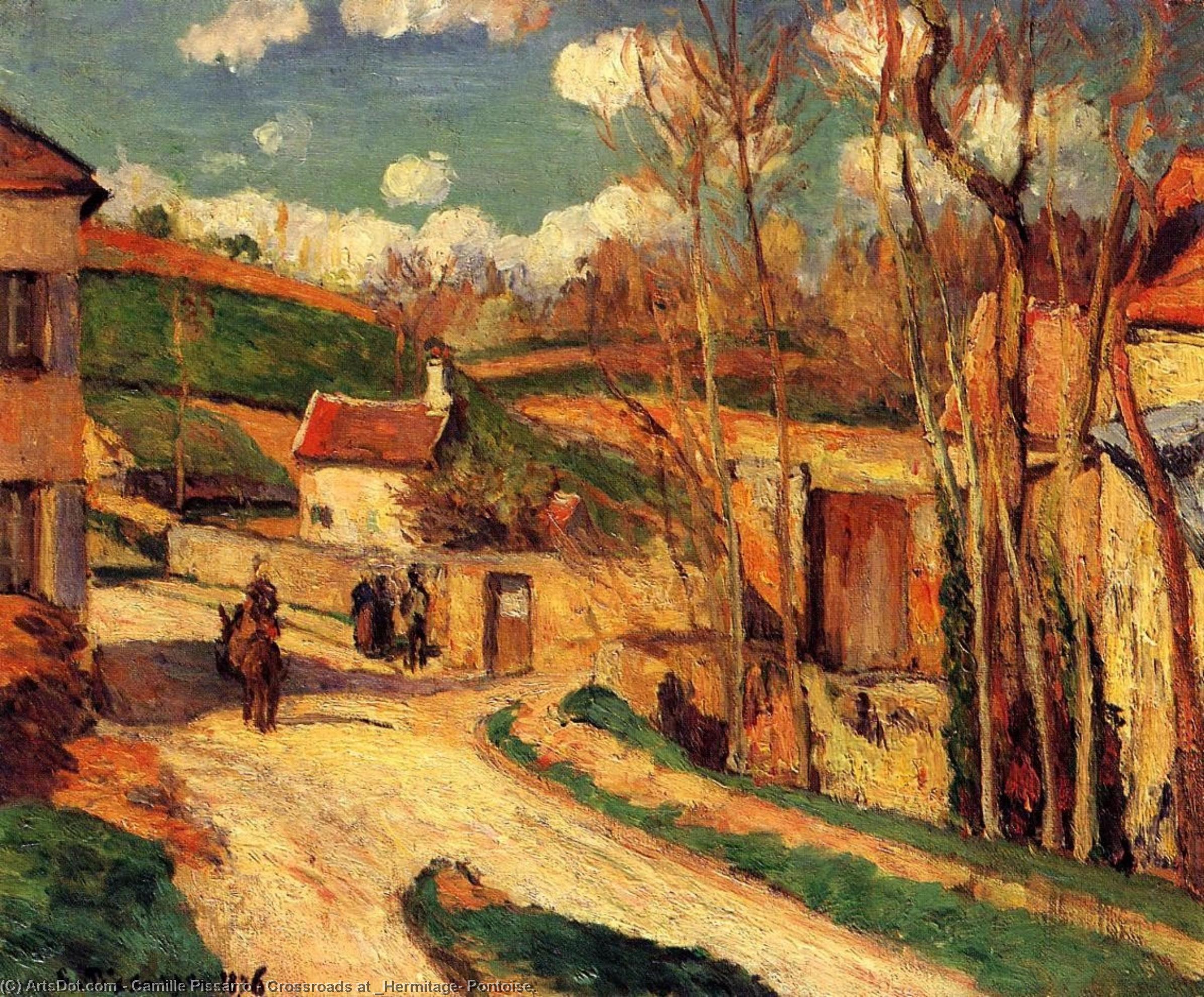 Wikioo.org – La Enciclopedia de las Bellas Artes - Pintura, Obras de arte de Camille Pissarro - Encrucijada a _Hermitage , Pontoise .