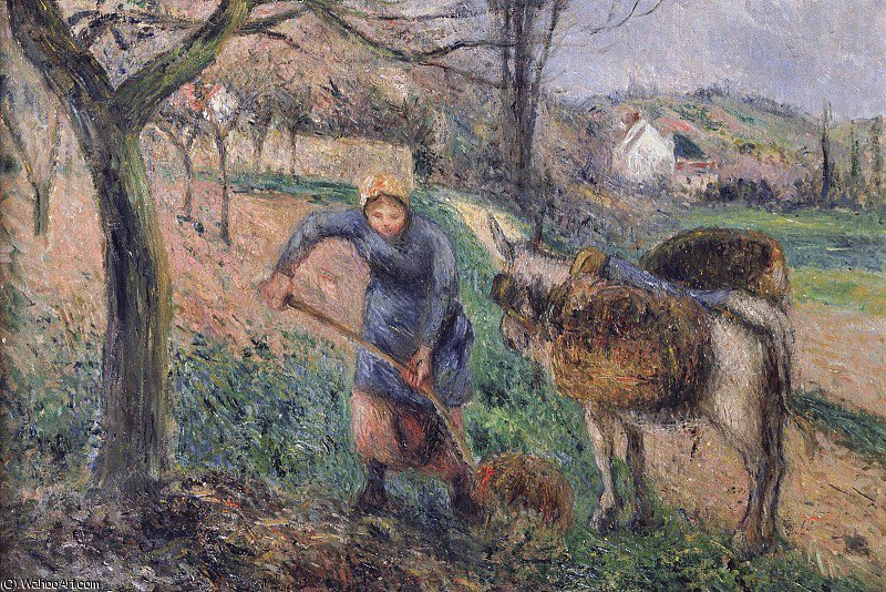 Wikioo.org – L'Encyclopédie des Beaux Arts - Peinture, Oeuvre de Camille Pissarro - Paysage avec un âne