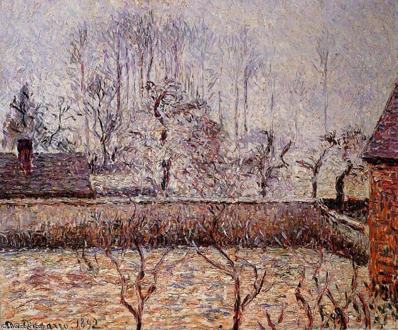 Wikioo.org - The Encyclopedia of Fine Arts - Painting, Artwork by Camille Pissarro - Landscape, Frost and Fog, Eragny.