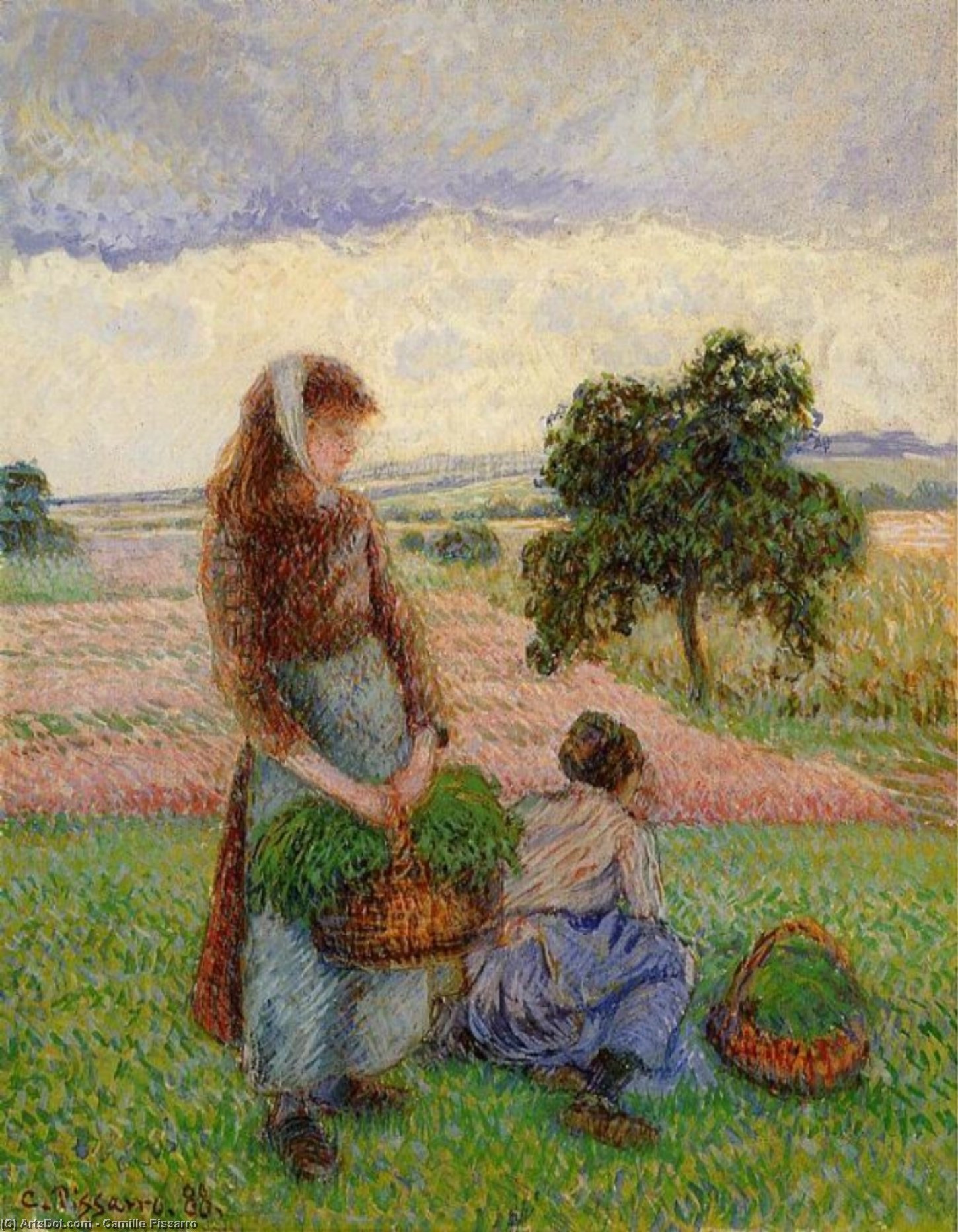WikiOO.org - Encyclopedia of Fine Arts - Malba, Artwork Camille Pissarro - Peasant Woman Carrying a Basket.