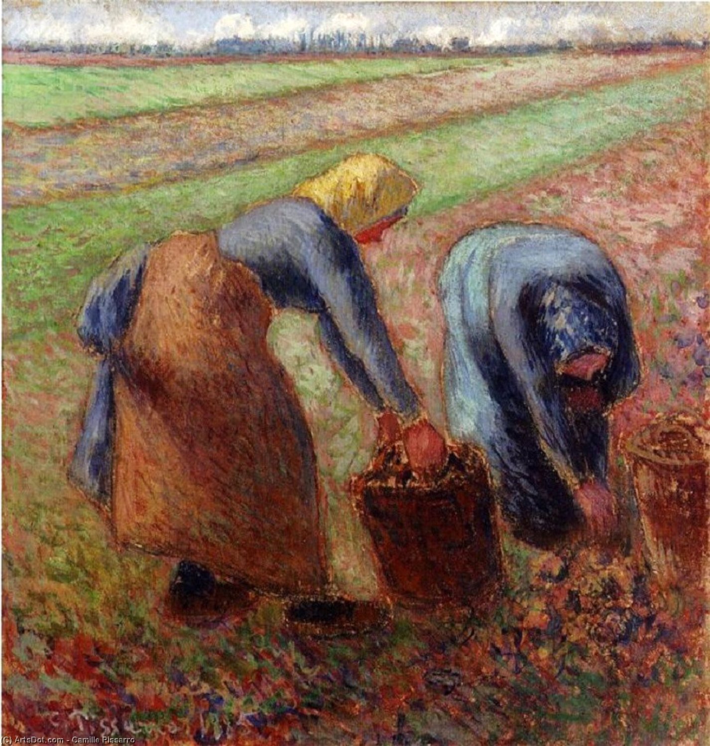 Wikioo.org - The Encyclopedia of Fine Arts - Painting, Artwork by Camille Pissarro - potato harvest.