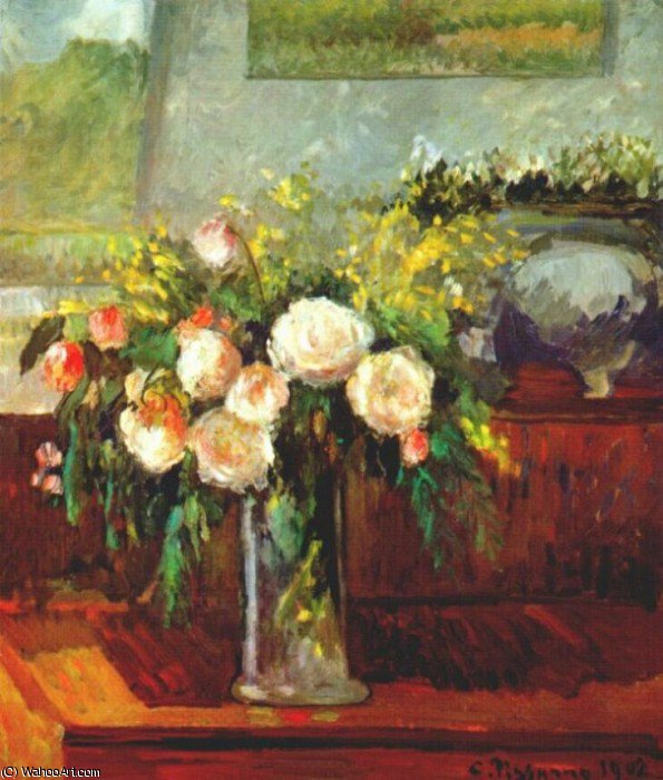 WikiOO.org - Encyclopedia of Fine Arts - Maľba, Artwork Camille Pissarro - roses