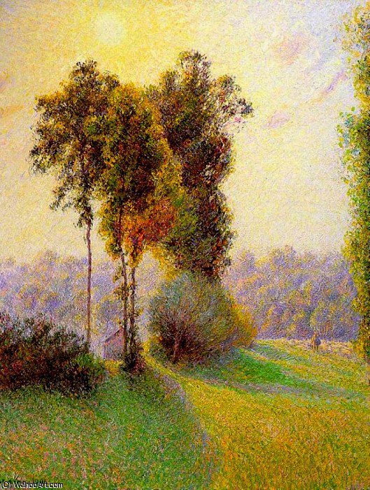 Wikioo.org - สารานุกรมวิจิตรศิลป์ - จิตรกรรม Camille Pissarro - Sunset at Sent Charlez. Eragny.