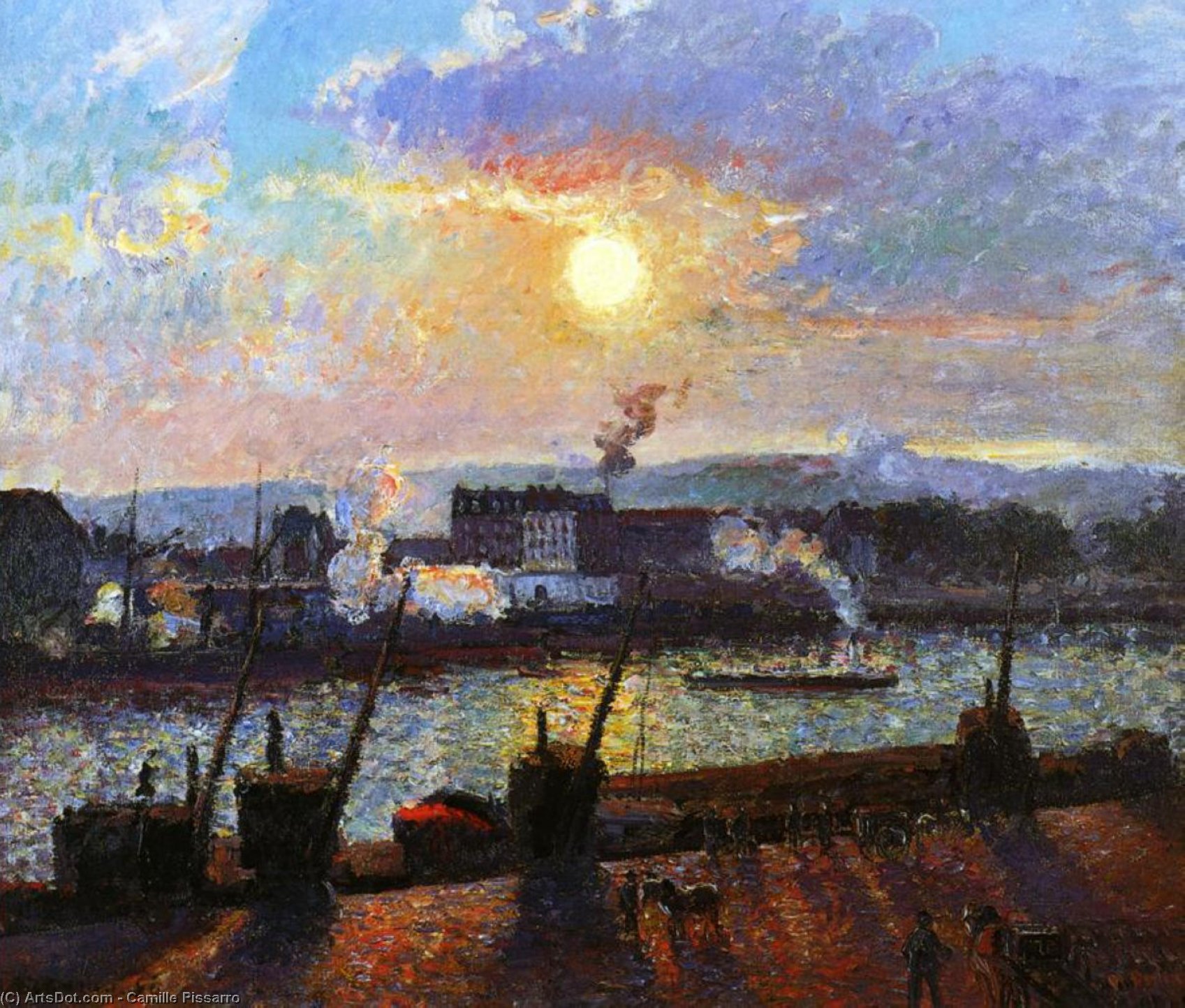 WikiOO.org - Encyclopedia of Fine Arts - Schilderen, Artwork Camille Pissarro - sunset, rouen.