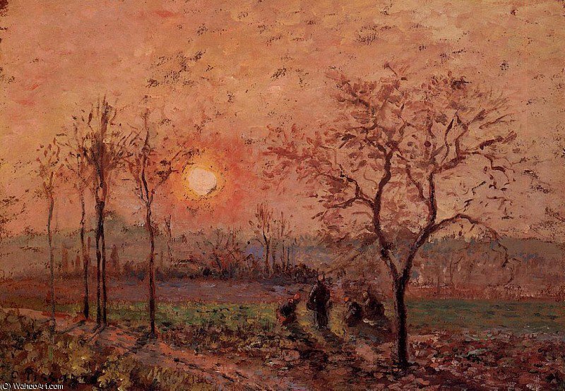 WikiOO.org - Güzel Sanatlar Ansiklopedisi - Resim, Resimler Camille Pissarro - sunset.