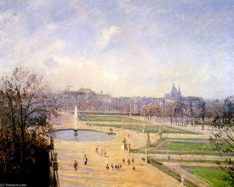 WikiOO.org - Encyclopedia of Fine Arts - Maalaus, taideteos Camille Pissarro - The Bassin des Tuileries - Afternoon, Sun.