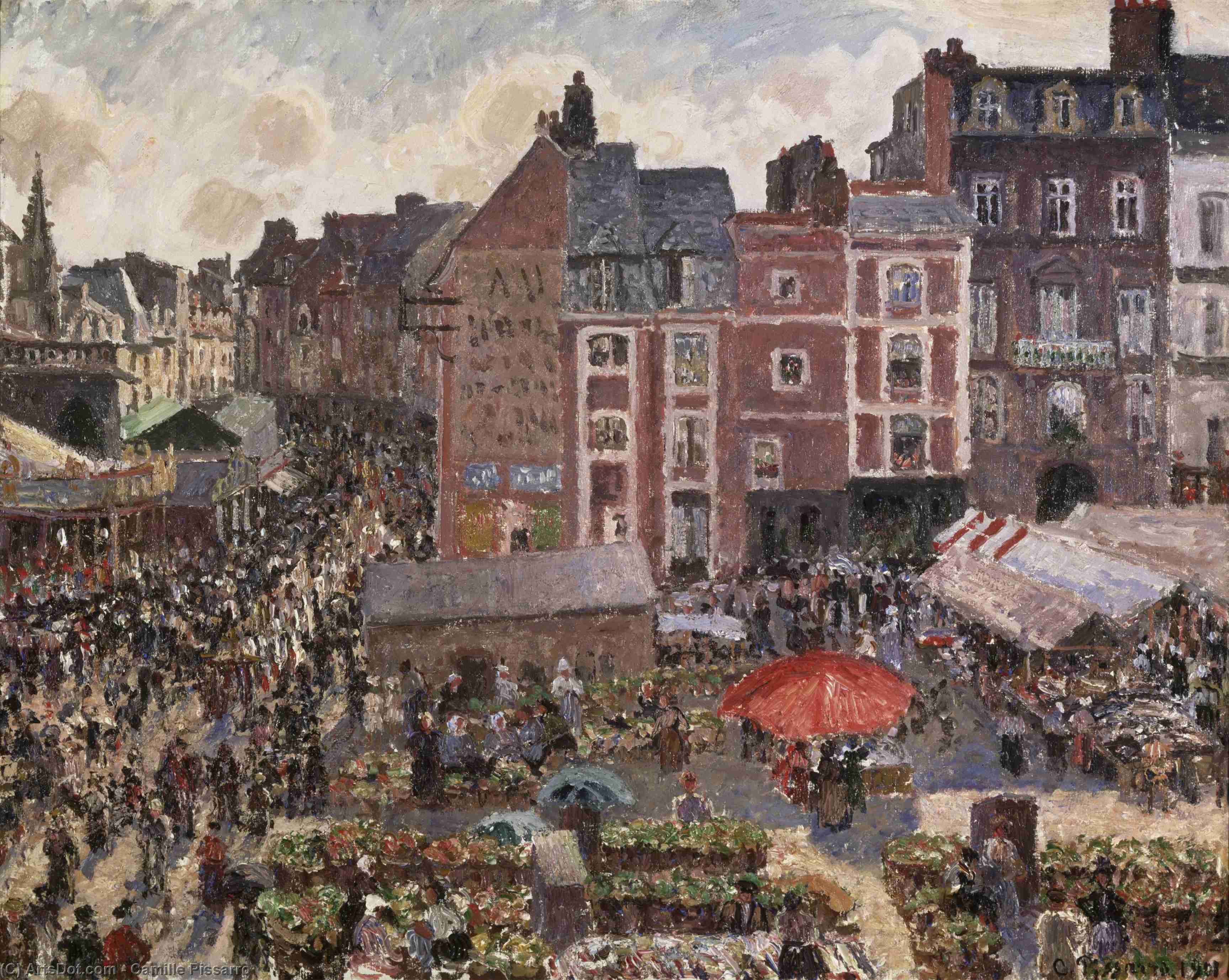 WikiOO.org - Encyclopedia of Fine Arts - Malba, Artwork Camille Pissarro - The Fair in Dieppe - Sunny Morning.