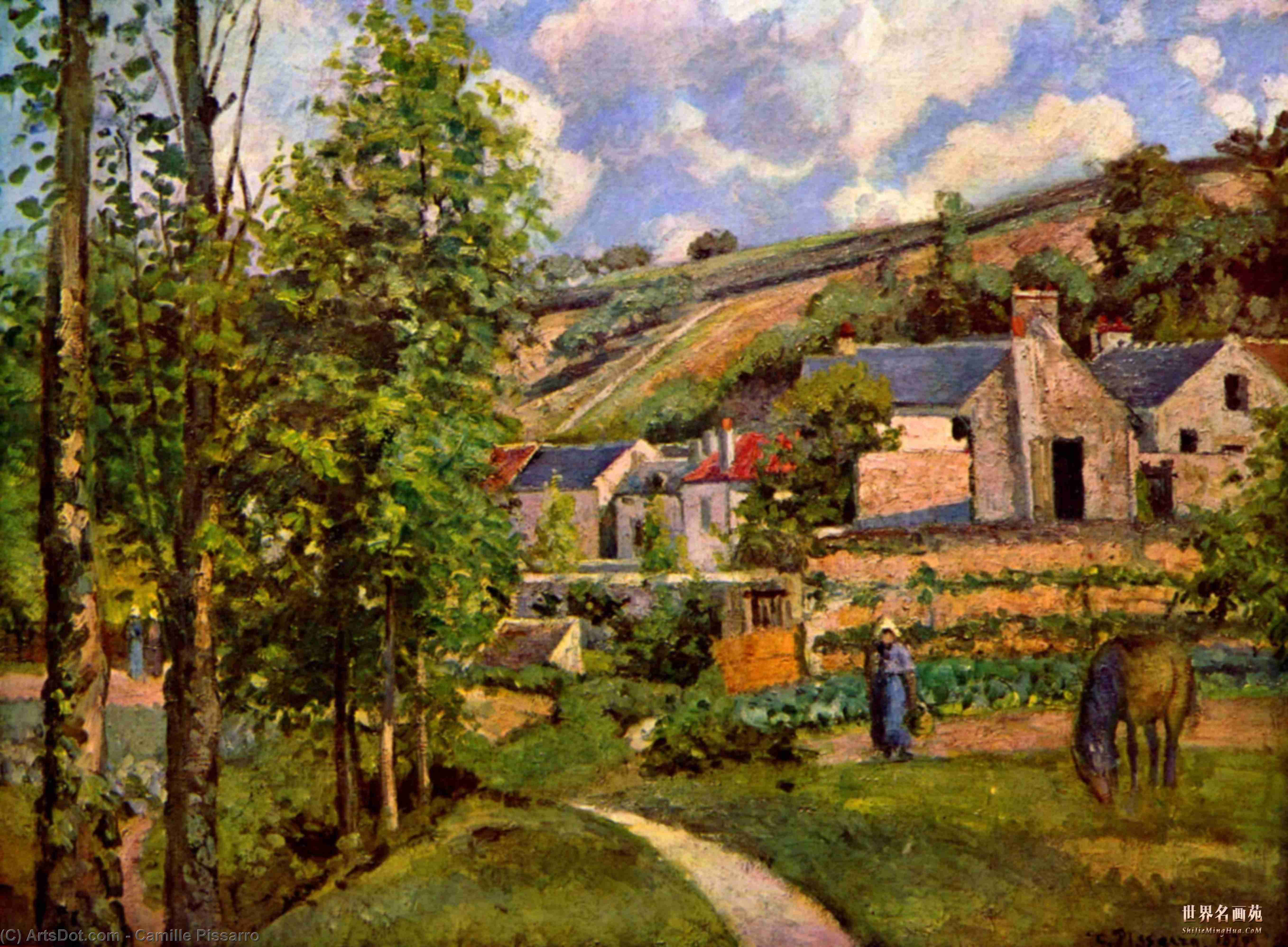 Wikioo.org - The Encyclopedia of Fine Arts - Painting, Artwork by Camille Pissarro - The Hermitage at Pontoise.