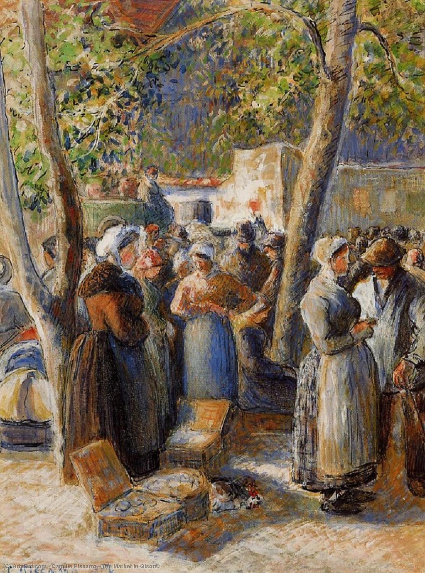 WikiOO.org – 美術百科全書 - 繪畫，作品 Camille Pissarro -  的 市场 在  吉索尔