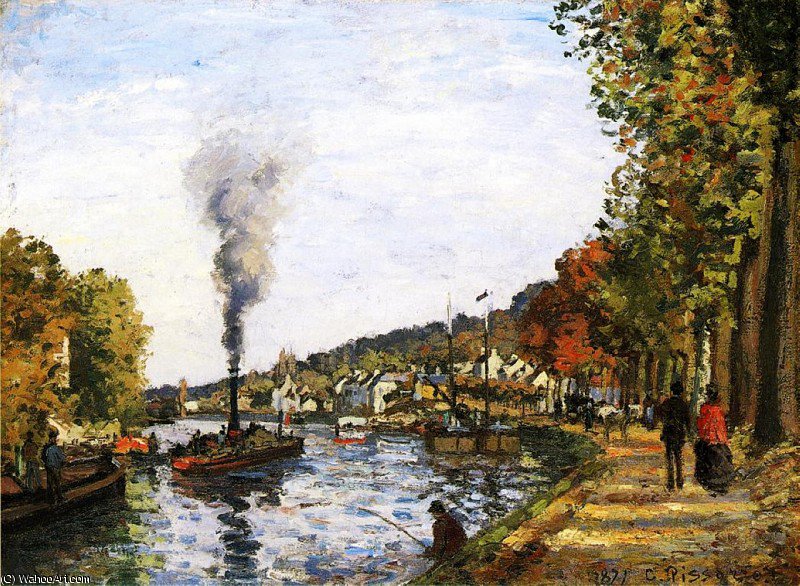 WikiOO.org - Encyclopedia of Fine Arts - Festés, Grafika Camille Pissarro - The Seine at Marly.