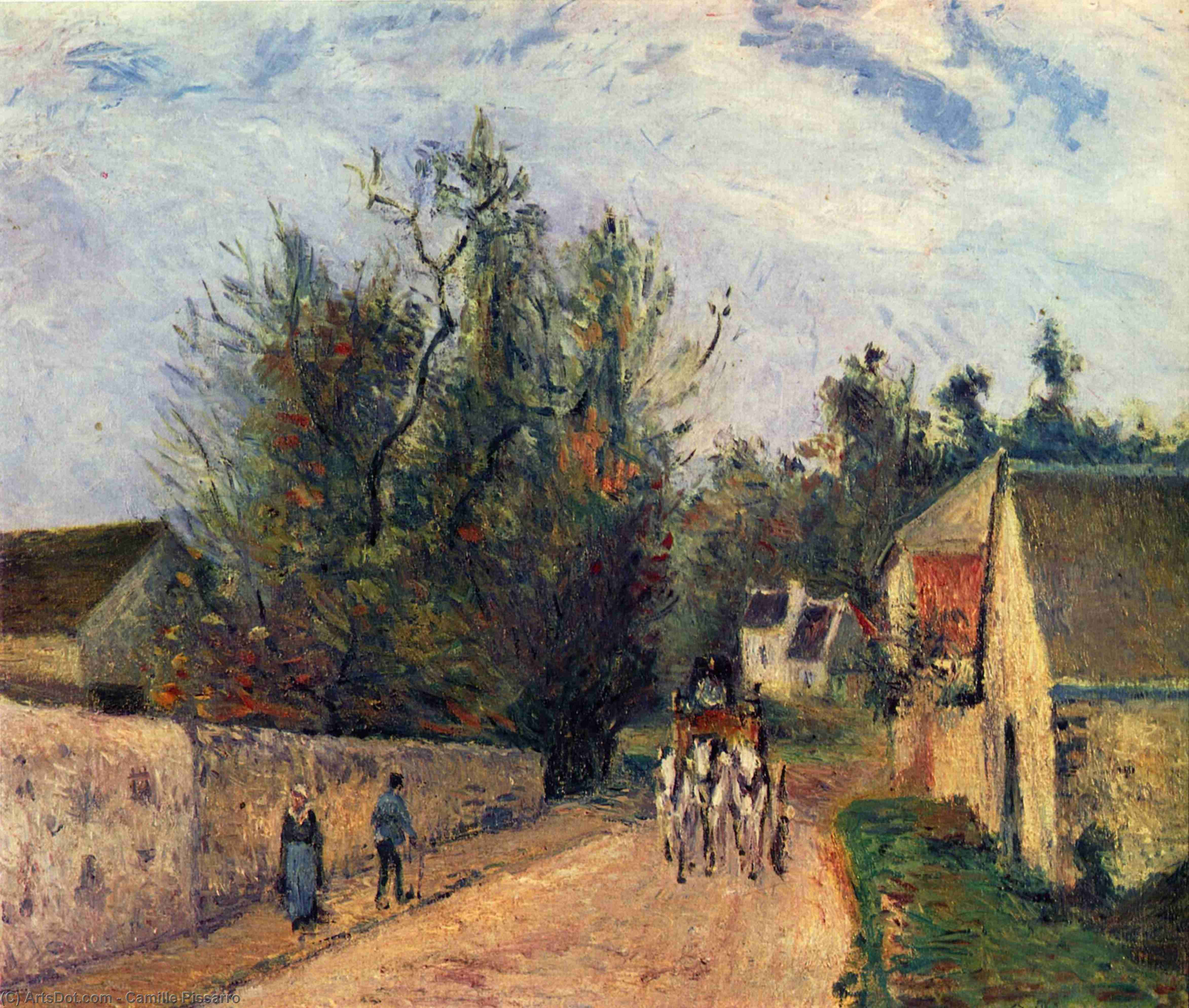 WikiOO.org - Encyclopedia of Fine Arts - Maalaus, taideteos Camille Pissarro - The Stage on the Road from Ennery to l_Hermigate, Pontoise.