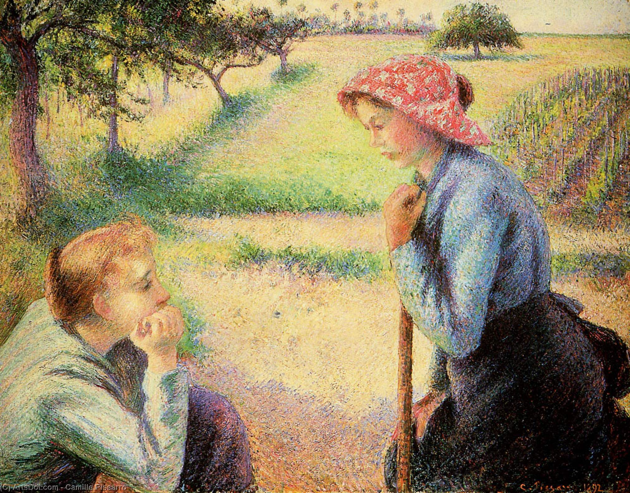 Wikioo.org – L'Encyclopédie des Beaux Arts - Peinture, Oeuvre de Camille Pissarro - le parler ensoleillé