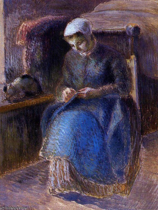 Wikioo.org - The Encyclopedia of Fine Arts - Painting, Artwork by Camille Pissarro - woman sewing.