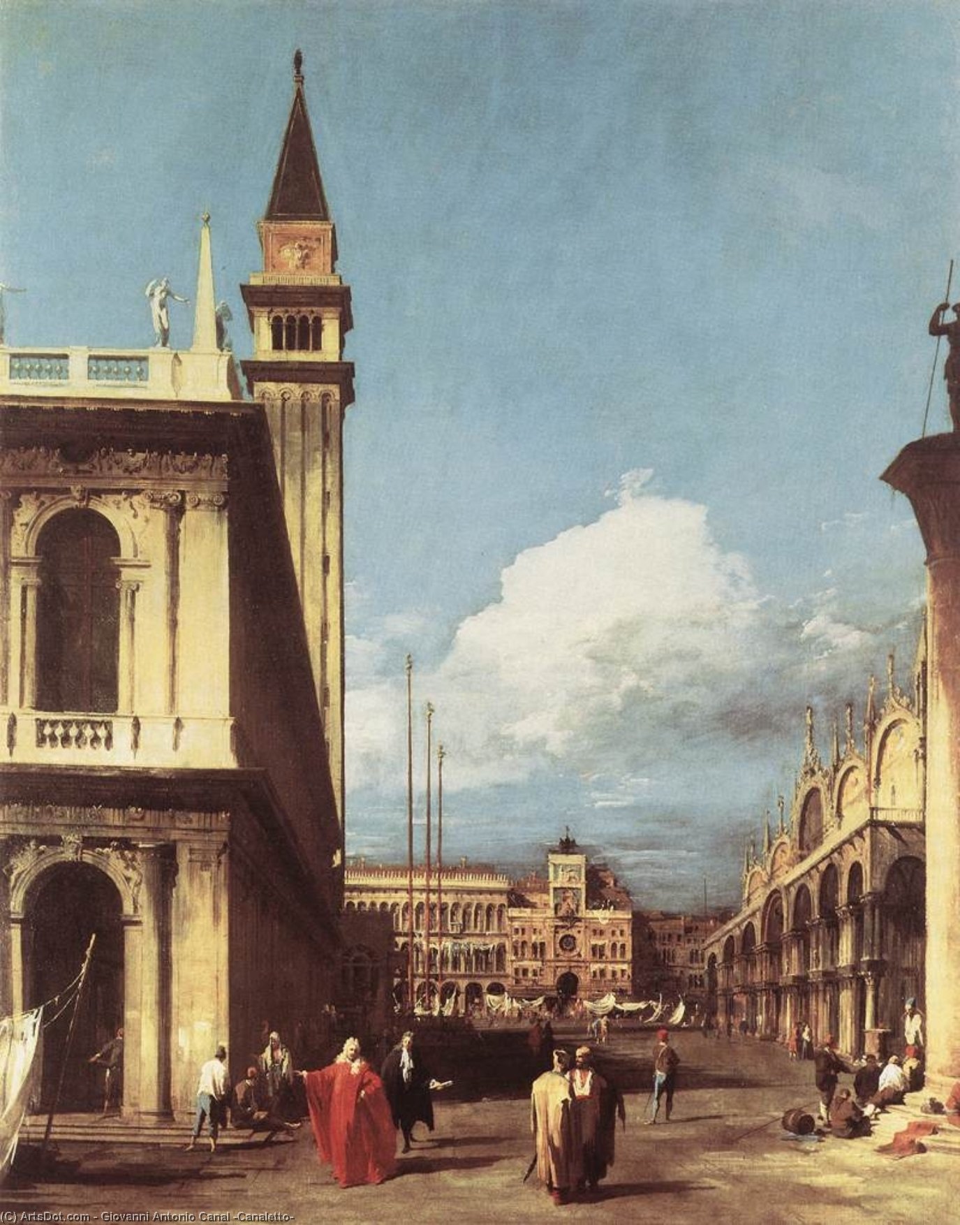 WikiOO.org - Encyclopedia of Fine Arts - Maleri, Artwork Giovanni Antonio Canal (Canaletto) - ETTO The Piazzetta Looking Toward The Clock Tower