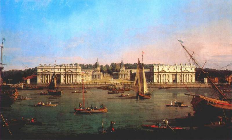 WikiOO.org - Encyclopedia of Fine Arts - Maľba, Artwork Giovanni Antonio Canal (Canaletto) - greenwich hospital from the north bank of the thames