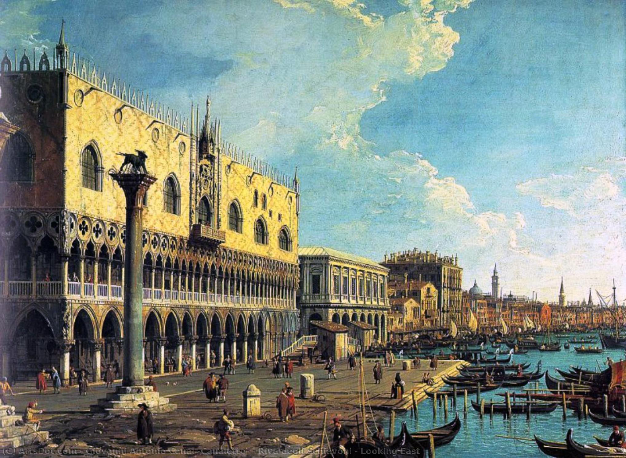 Wikioo.org - The Encyclopedia of Fine Arts - Painting, Artwork by Giovanni Antonio Canal (Canaletto) - Riva degli Schiavoni - Looking East