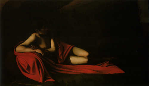WikiOO.org - 百科事典 - 絵画、アートワーク Caravaggio (Michelangelo Merisi) - バプティスト リクライニング