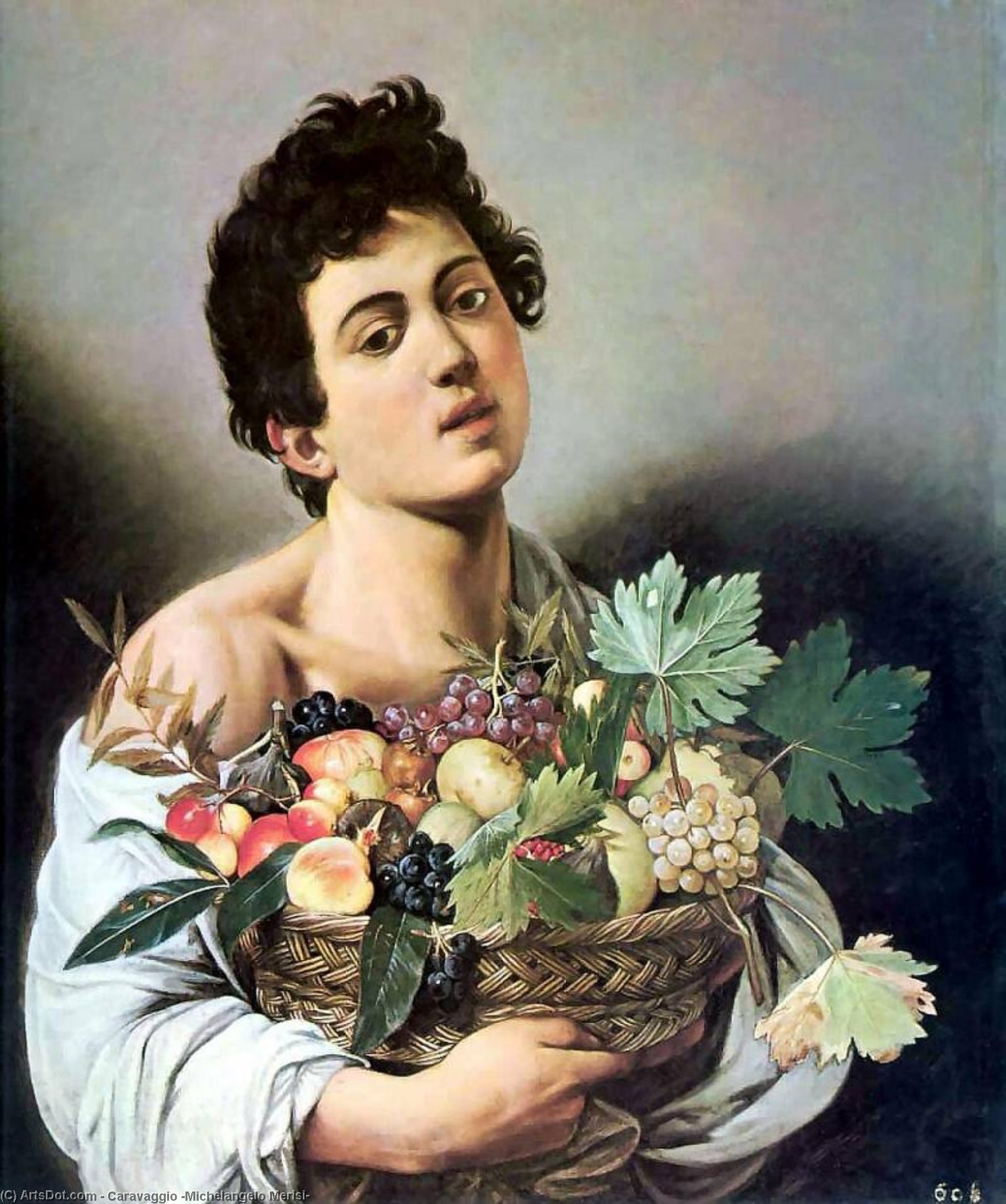 Wikioo.org - The Encyclopedia of Fine Arts - Painting, Artwork by Caravaggio (Michelangelo Merisi) - ragazzo con canestro di frutta
