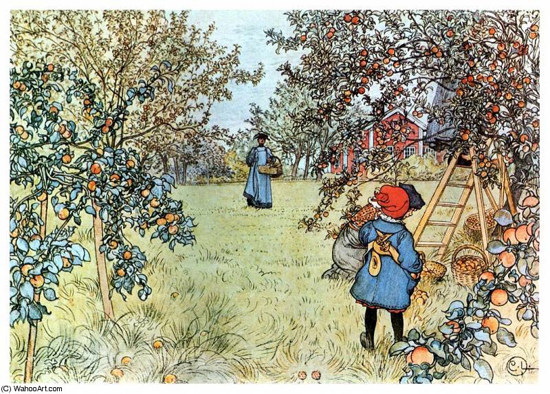 Wikoo.org - موسوعة الفنون الجميلة - اللوحة، العمل الفني Carl Larsson - apple harvest