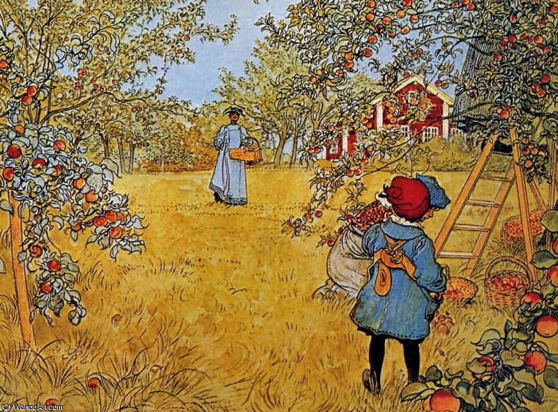 Wikioo.org - The Encyclopedia of Fine Arts - Painting, Artwork by Carl Larsson - apple orchard
