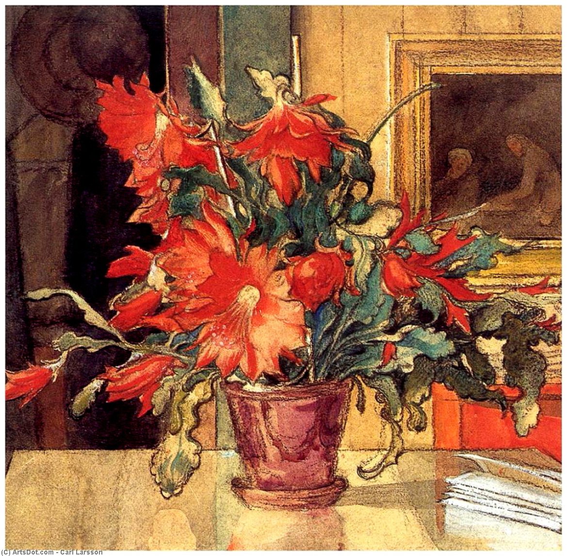 Wikioo.org - The Encyclopedia of Fine Arts - Painting, Artwork by Carl Larsson - detalle de lisbeth leyendo