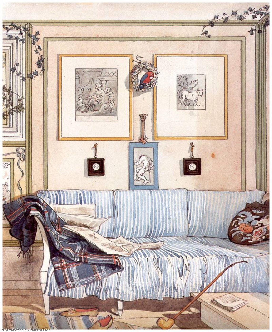Wikioo.org - The Encyclopedia of Fine Arts - Painting, Artwork by Carl Larsson - El Rincon De Los Perezosos (Detalle) -