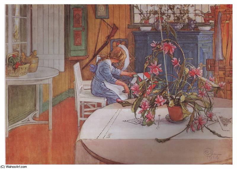WikiOO.org - Encyclopedia of Fine Arts - Maalaus, taideteos Carl Larsson - Interior with cactus