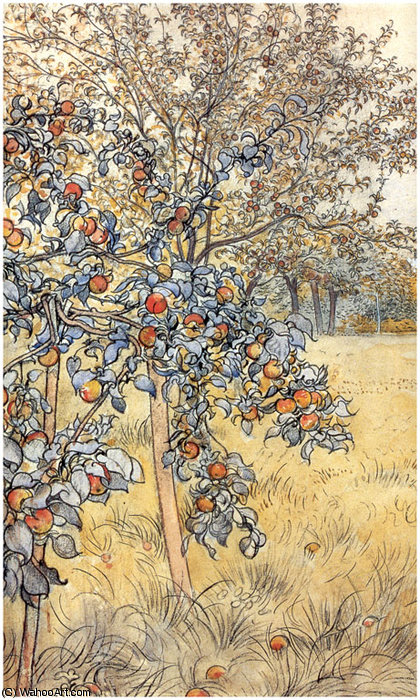 Wikioo.org - The Encyclopedia of Fine Arts - Painting, Artwork by Carl Larsson - La recogida de las manzanas (detalle 1) -