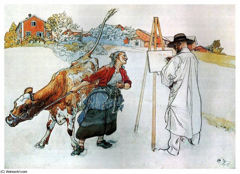 Wikioo.org - The Encyclopedia of Fine Arts - Painting, Artwork by Carl Larsson - On the Farm